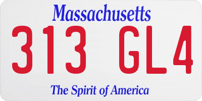 MA license plate 313GL4