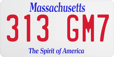 MA license plate 313GM7