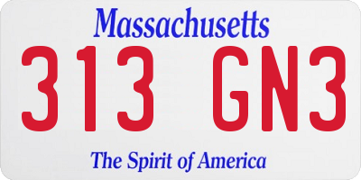MA license plate 313GN3