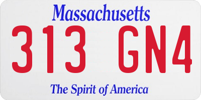 MA license plate 313GN4
