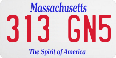 MA license plate 313GN5