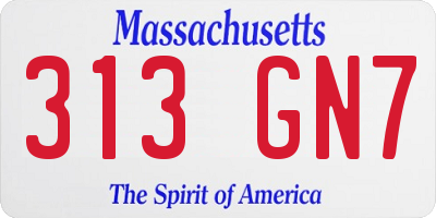 MA license plate 313GN7