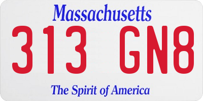 MA license plate 313GN8