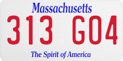 MA license plate 313GO4