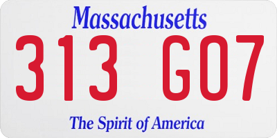 MA license plate 313GO7