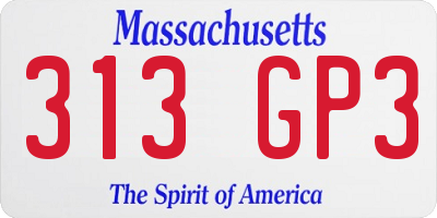 MA license plate 313GP3