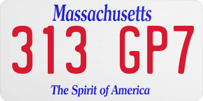 MA license plate 313GP7