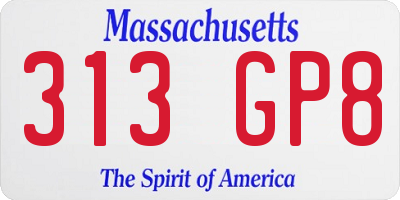 MA license plate 313GP8