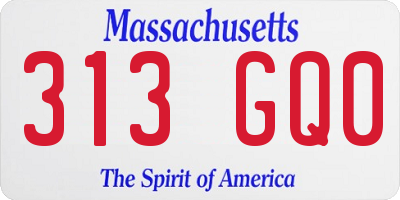 MA license plate 313GQ0