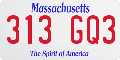MA license plate 313GQ3