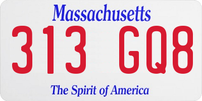 MA license plate 313GQ8