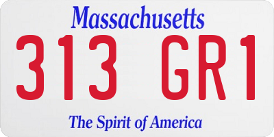 MA license plate 313GR1
