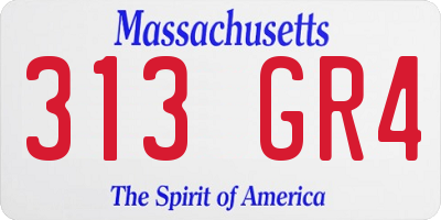 MA license plate 313GR4