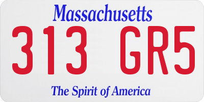 MA license plate 313GR5