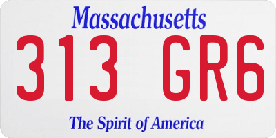 MA license plate 313GR6