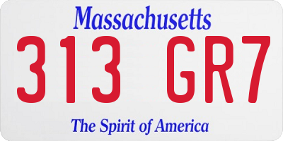 MA license plate 313GR7
