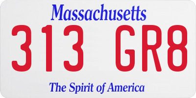 MA license plate 313GR8