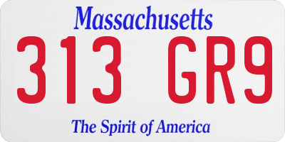 MA license plate 313GR9