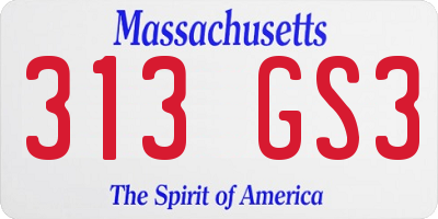 MA license plate 313GS3