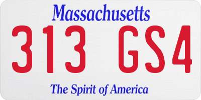 MA license plate 313GS4