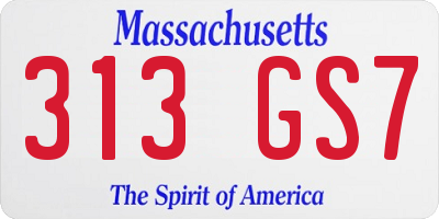 MA license plate 313GS7