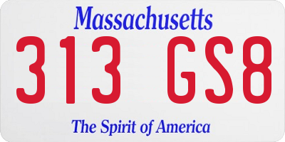 MA license plate 313GS8