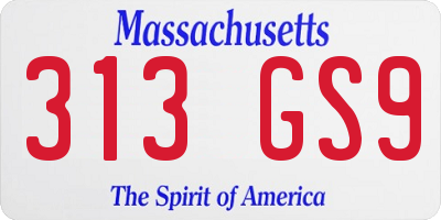 MA license plate 313GS9