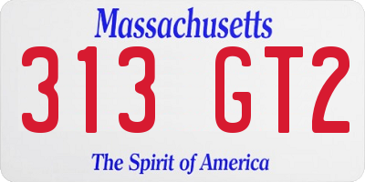 MA license plate 313GT2