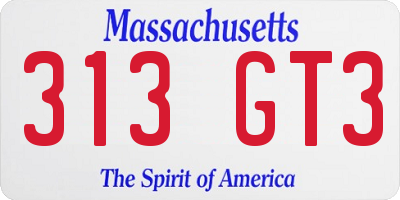 MA license plate 313GT3