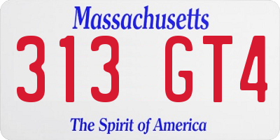 MA license plate 313GT4