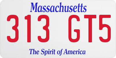 MA license plate 313GT5