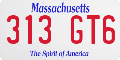 MA license plate 313GT6