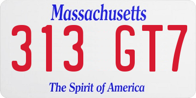 MA license plate 313GT7