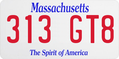 MA license plate 313GT8