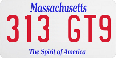 MA license plate 313GT9