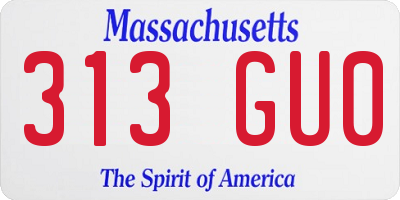 MA license plate 313GU0