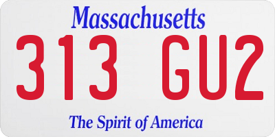 MA license plate 313GU2