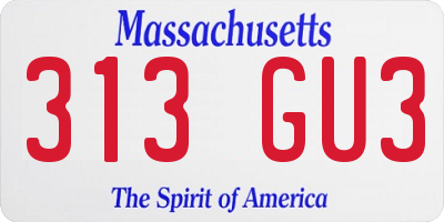 MA license plate 313GU3