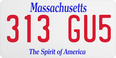 MA license plate 313GU5