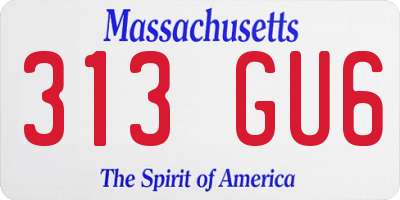 MA license plate 313GU6