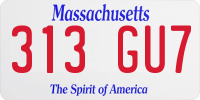 MA license plate 313GU7