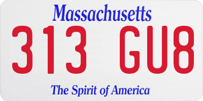 MA license plate 313GU8