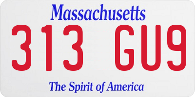 MA license plate 313GU9