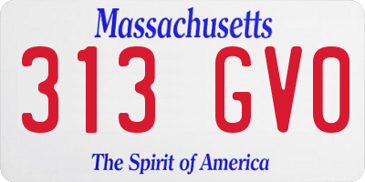 MA license plate 313GV0