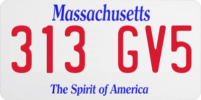 MA license plate 313GV5