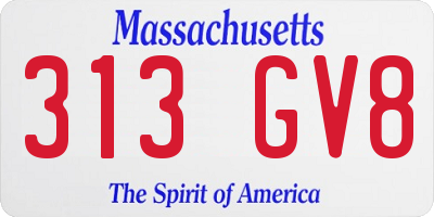 MA license plate 313GV8