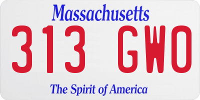 MA license plate 313GW0