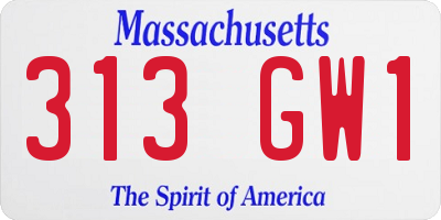 MA license plate 313GW1