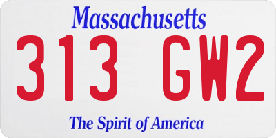 MA license plate 313GW2