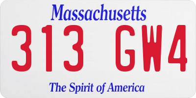 MA license plate 313GW4